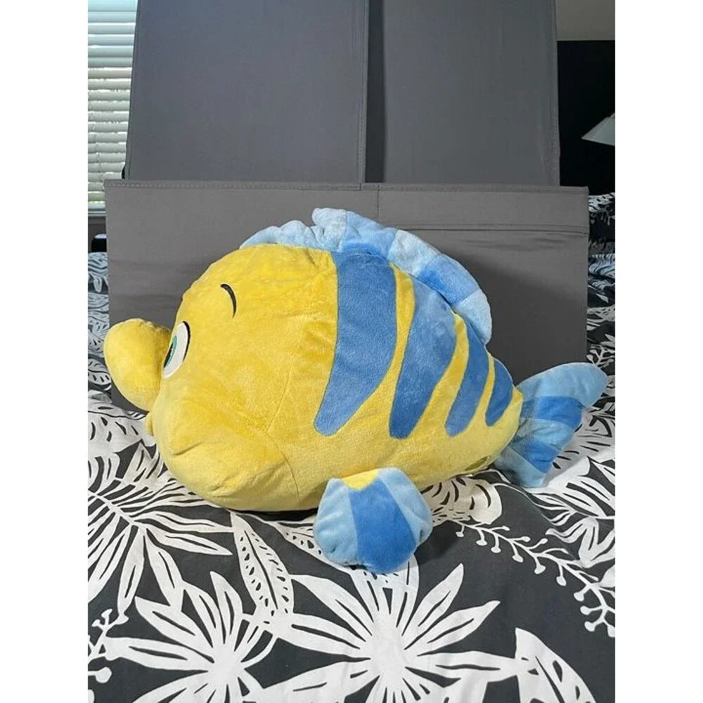 Disney Store The Little Mermaid Flounder Yellow Plush Stuffed Animal Toy